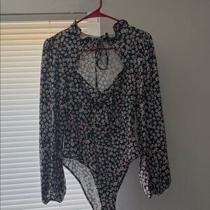 Floral Black and Pink Women's Top